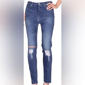 IRO Jeans Ajuste Distressed Skinny Jeans | Dark Blue Wash (Sunny) | Size 27